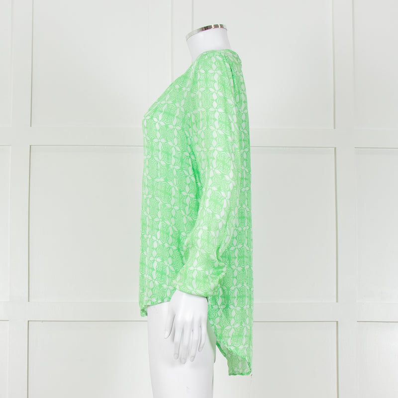 Primrose Park Green And White Floral Print Long Sleeve Top