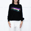 WYSE Black Multicolour Sequin stripe Cashmere Blend Jumper