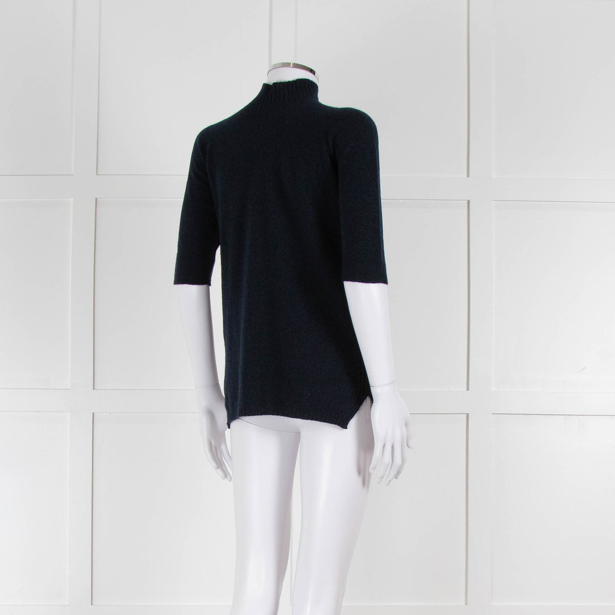 Fedeli Blue Turtleneck Cashmere Short Sleeve T Shirt