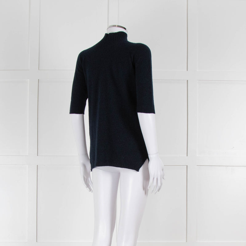Fedeli Blue Turtleneck Cashmere Short Sleeve T Shirt