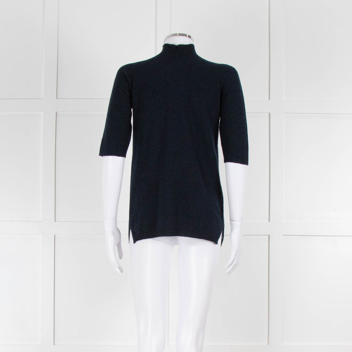 Fedeli Blue Turtleneck Cashmere Short Sleeve T Shirt
