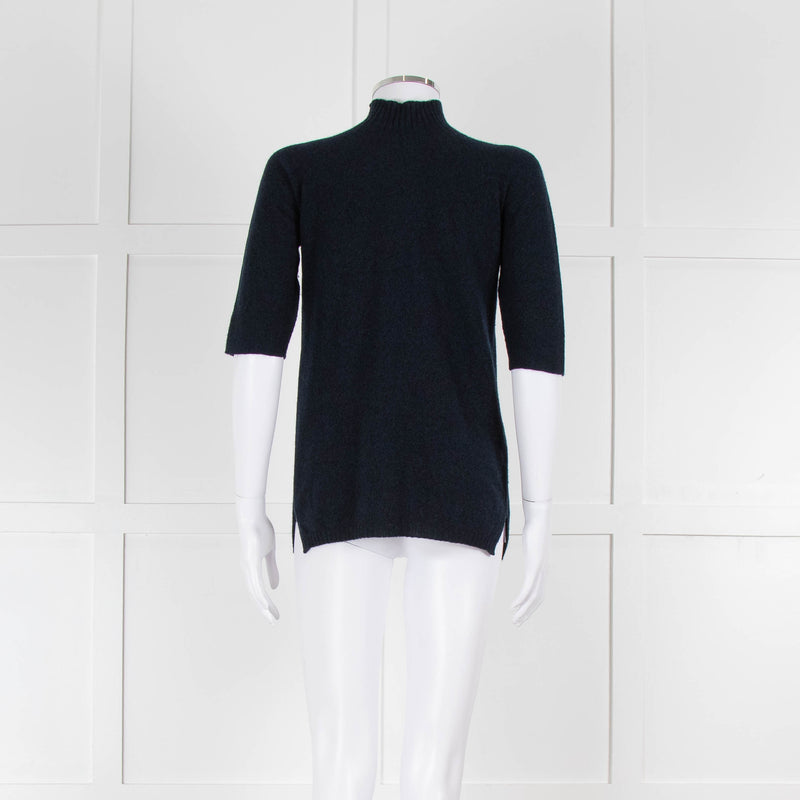 Fedeli Blue Turtleneck Cashmere Short Sleeve T Shirt