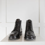 Saint Laurent Black Lace Up Ankle Leather Boots