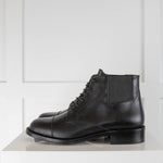 Saint Laurent Black Lace Up Ankle Leather Boots