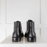 Saint Laurent Black Lace Up Ankle Leather Boots