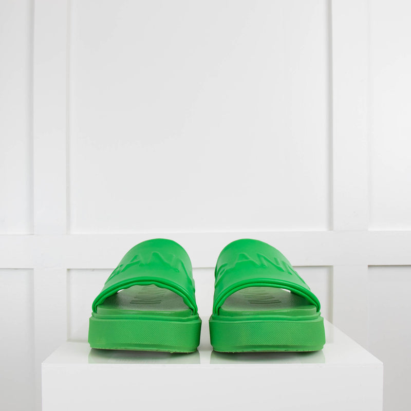 Ganni Green Platform Slides