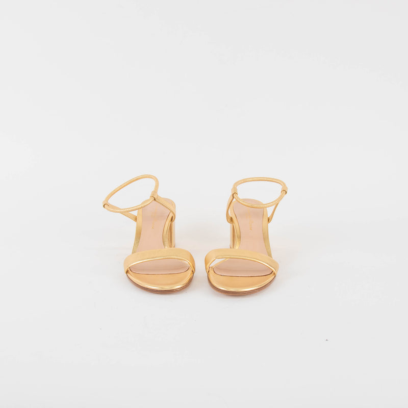 Gianvito Rossi Gold Nadia 60 Block Heel Sandal