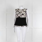 Strenesse Black, White and Beige Flower Print Sleeveless Top