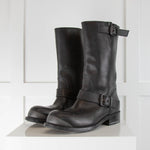 Bottega Veneta Black Leather Mid Calf Boots