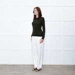 Altuzzara Khaki Silver Button Fine Wool Cardigan