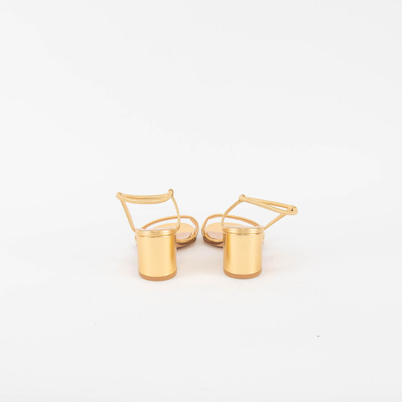 Gianvito Rossi Gold Nadia 60 Block Heel Sandal