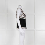 Strenesse Black, White and Beige Flower Print Sleeveless Top