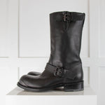 Bottega Veneta Black Leather Mid Calf Boots