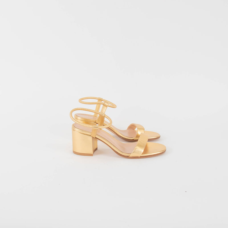 Gianvito Rossi Gold Nadia 60 Block Heel Sandal