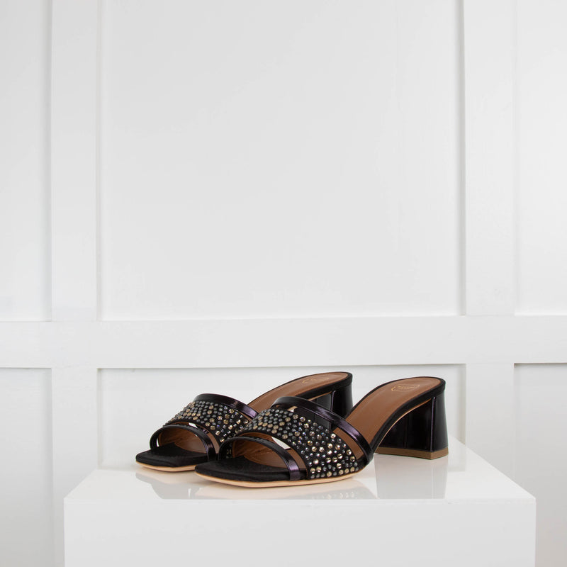 Malone Souliers Black Crystal Heeled Mules