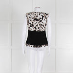 Strenesse Black, White and Beige Flower Print Sleeveless Top