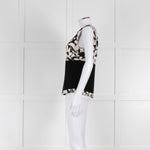 Strenesse Black, White and Beige Flower Print Sleeveless Top