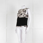 Strenesse Black, White and Beige Flower Print Sleeveless Top