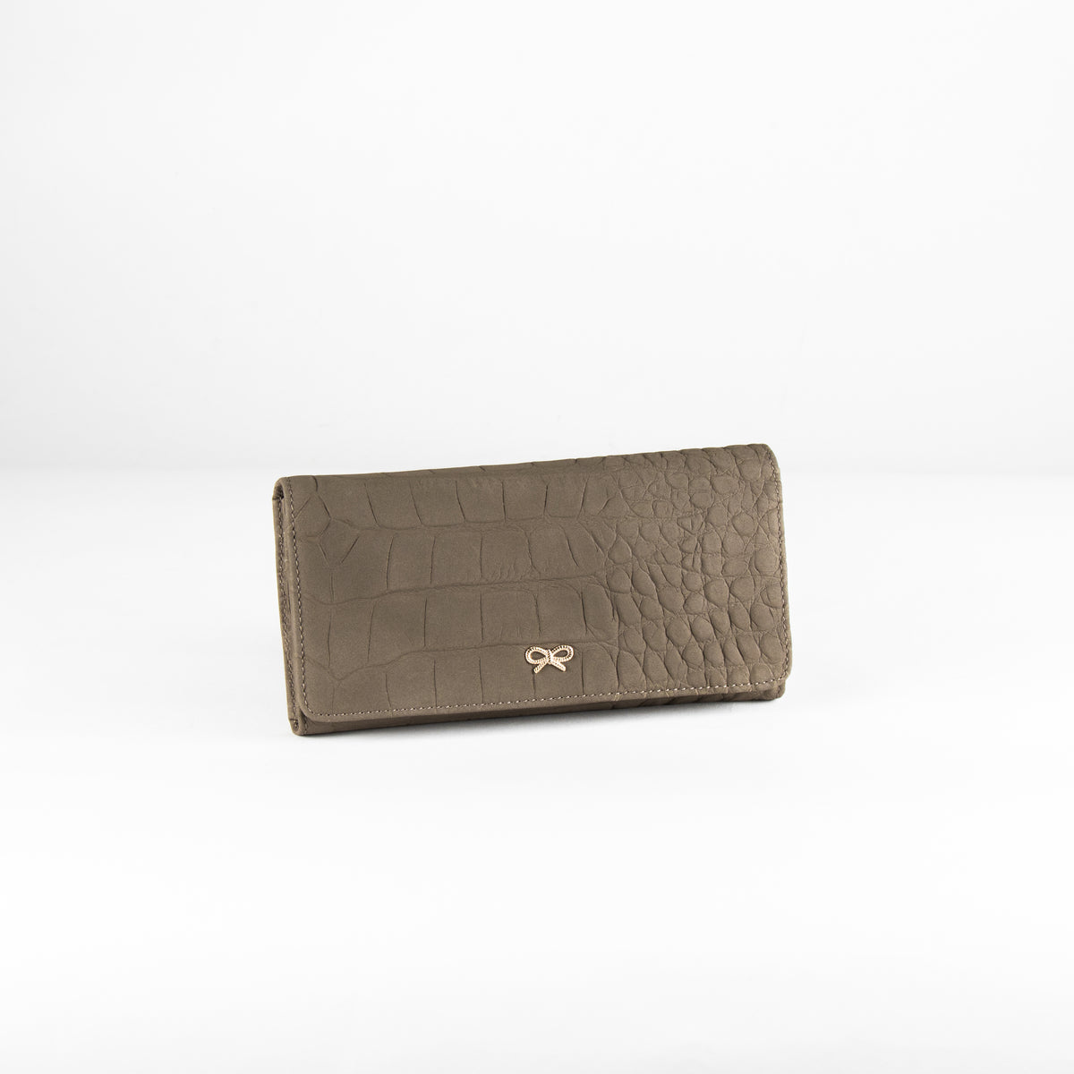 Anya Hindmarch Fawn Grey Embossed Leather Wallet
