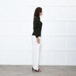 Altuzzara Khaki Silver Button Fine Wool Cardigan