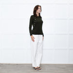 Altuzzara Khaki Silver Button Fine Wool Cardigan
