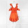 Zimmerman Orange Silk Frilled Mini Dress