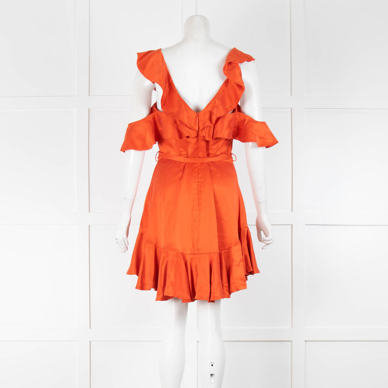 Zimmerman Orange Silk Frilled Mini Dress