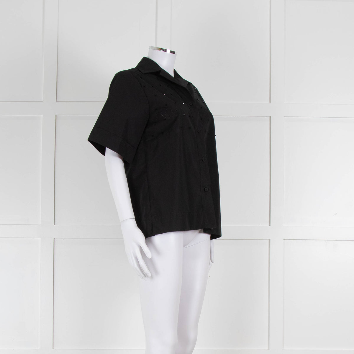 Beatrice B Black Cotton Beaded Shirt