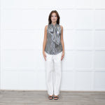 Ralph Lauren Silver Sleeveless Neck-Tie Top