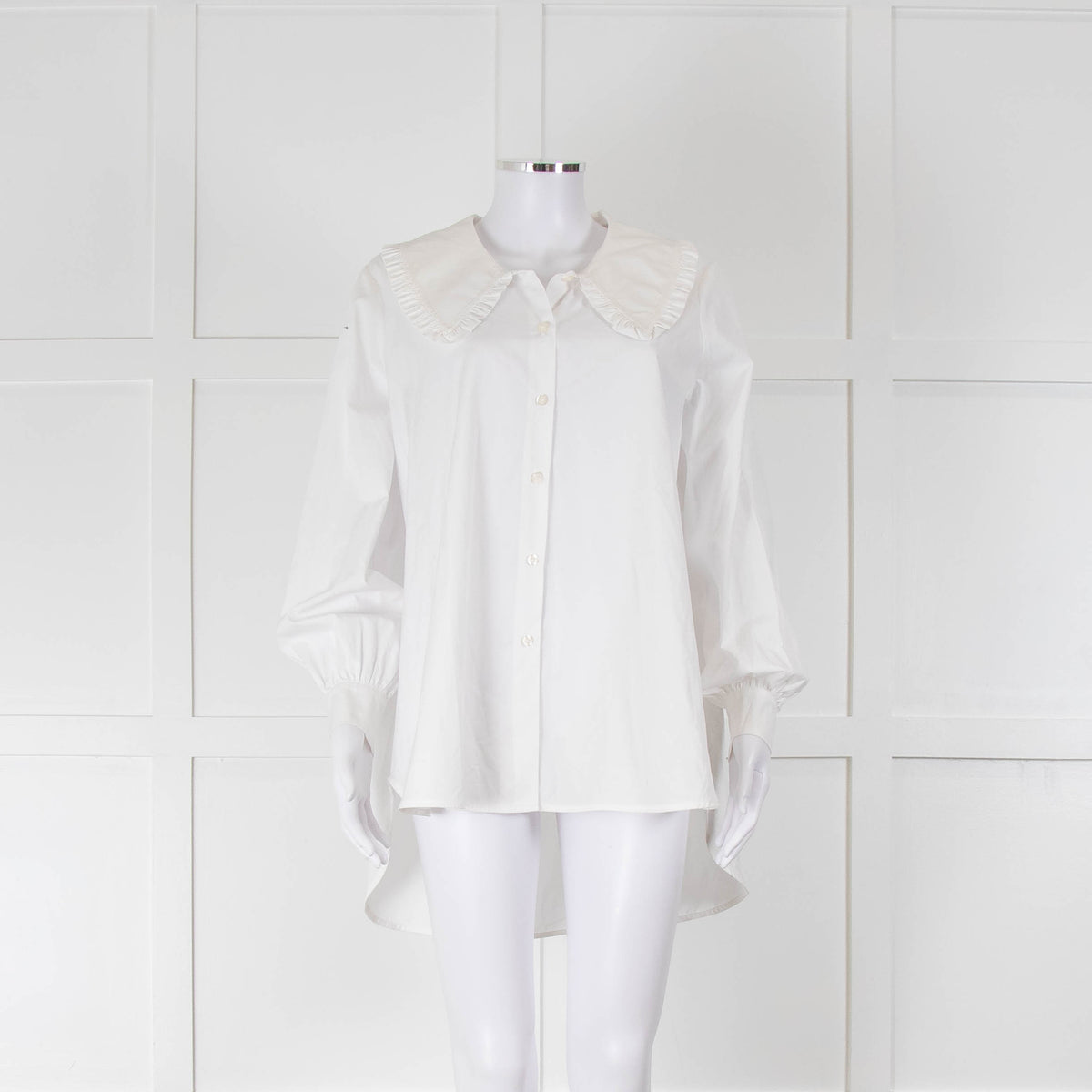Samsoe Samsoe White Cotton Large Collar Oversized Shirt