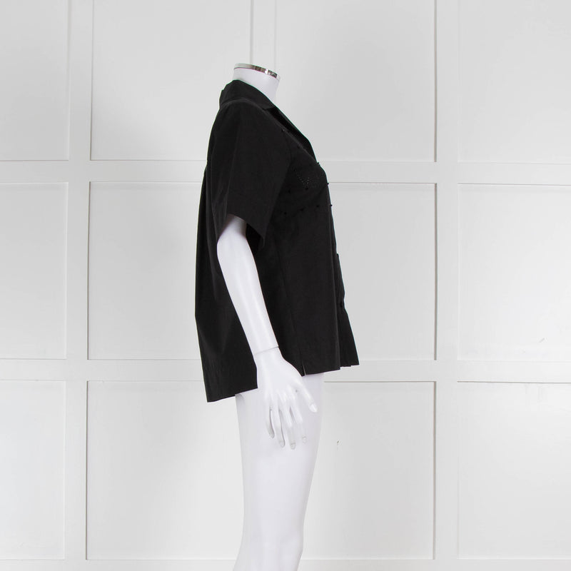 Beatrice B Black Cotton Beaded Shirt