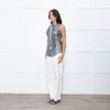 Ralph Lauren Silver Sleeveless Neck-Tie Top