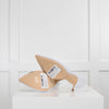 Malone Souliers White Polka Dot Pointy Heeled  Mules
