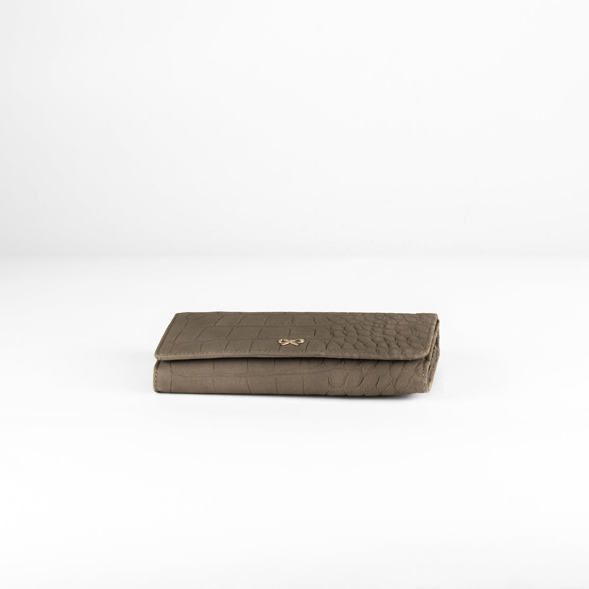 Anya Hindmarch Fawn Grey Embossed Leather Wallet