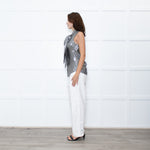 Ralph Lauren Silver Sleeveless Neck-Tie Top