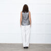 Ralph Lauren Silver Sleeveless Neck-Tie Top