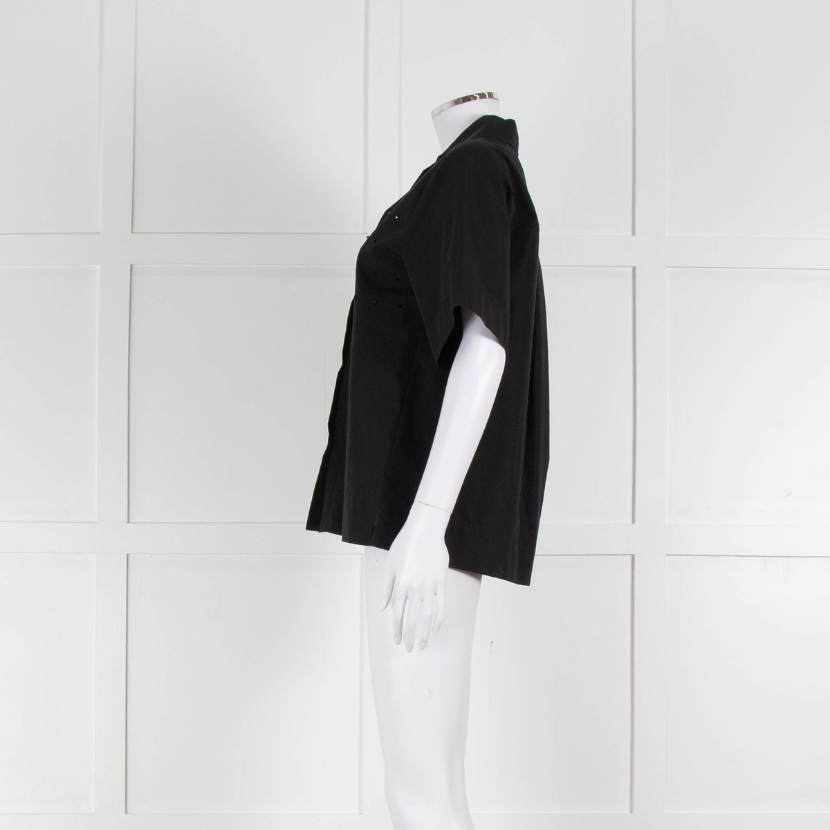 Beatrice B Black Cotton Beaded Shirt