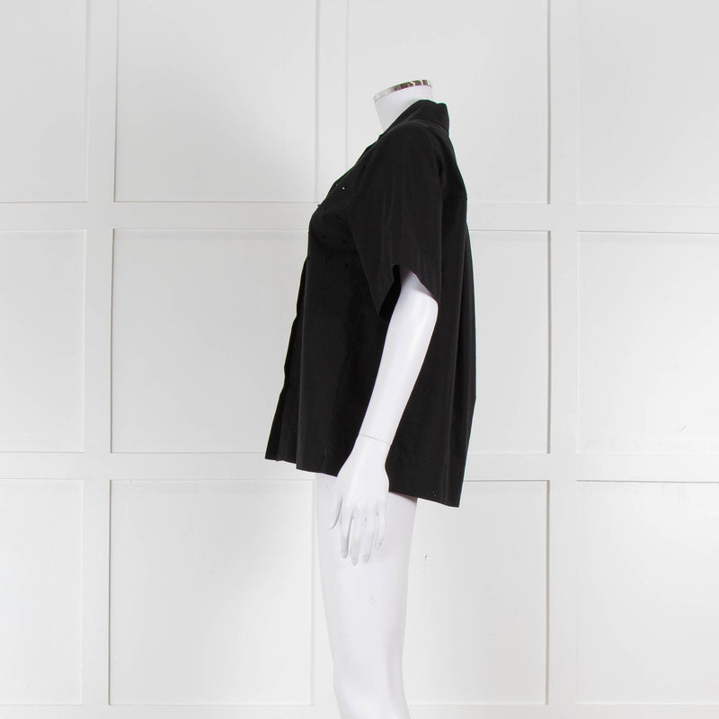 Beatrice B Black Cotton Beaded Shirt