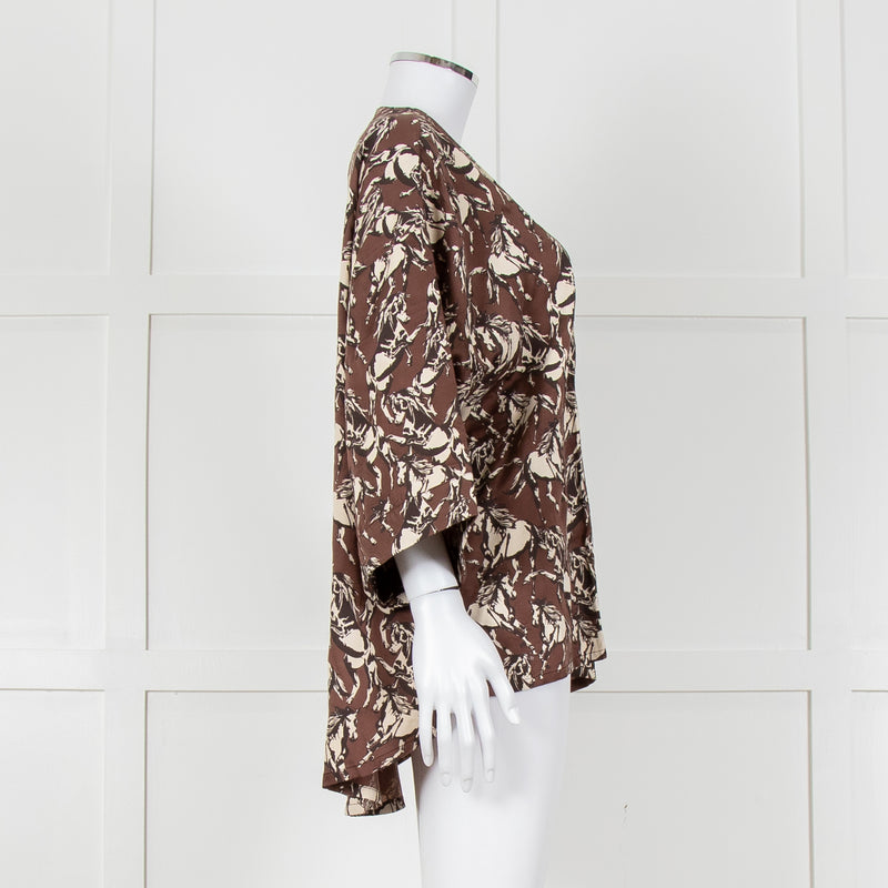 FWP By Rae Brown Open Top With Cream Horse Pattern