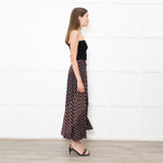 Maje Black Red Print Symmetric Skirt