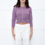 Brora Lilac Cashmere Cropped Cardigan