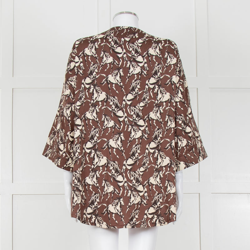 FWP By Rae Brown Open Top With Cream Horse Pattern