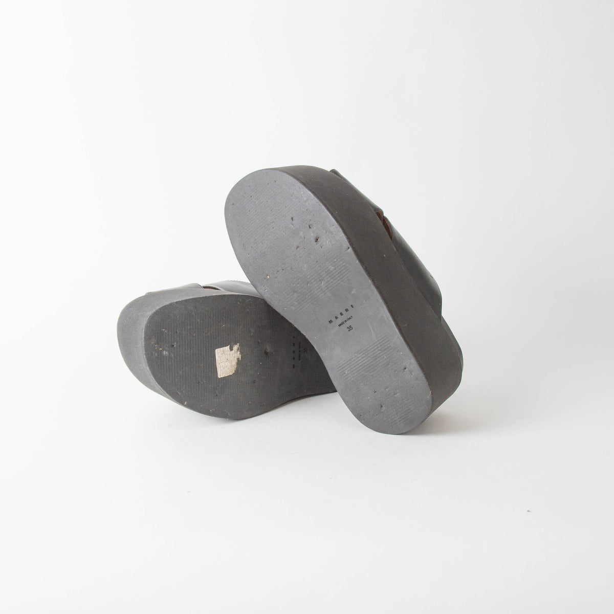 Marni Black Leather Cross Front Mules