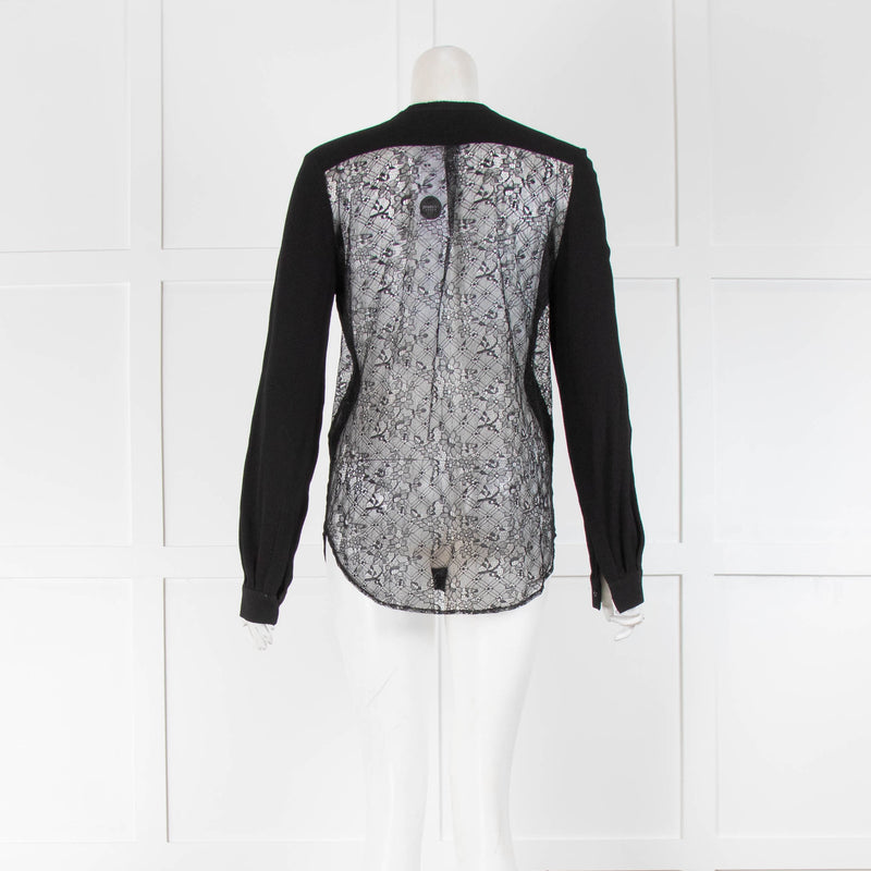 Sandro Black Top Lace Back