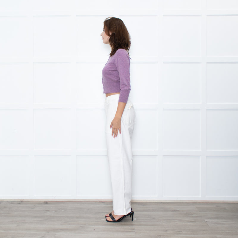 Brora Lilac Cashmere Cropped Cardigan