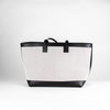 Burberry Cream Canvas Black Leather Trim Large Tote Bag