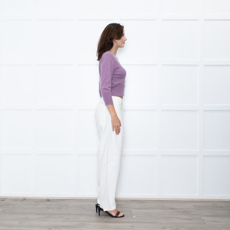 Brora Lilac Cashmere Cropped Cardigan