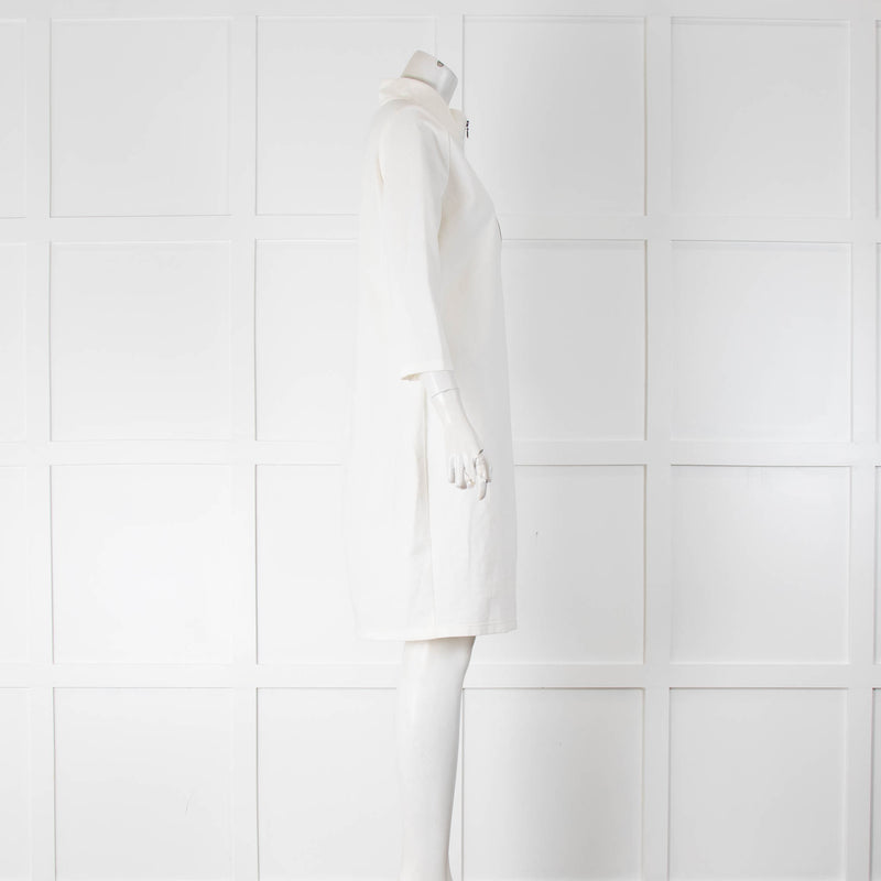 Sarah Pacini Cream Jersey Zip Front Dress