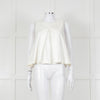 Kenzo White Sleeveless Embroidered Circle Print Blouse With Shoulder Buttons