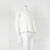 Kenzo White Sleeveless Embroidered Circle Print Blouse With Shoulder Buttons